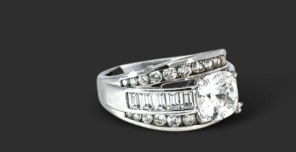 Lds 925 Sterling Silver CZ Bridal Ring