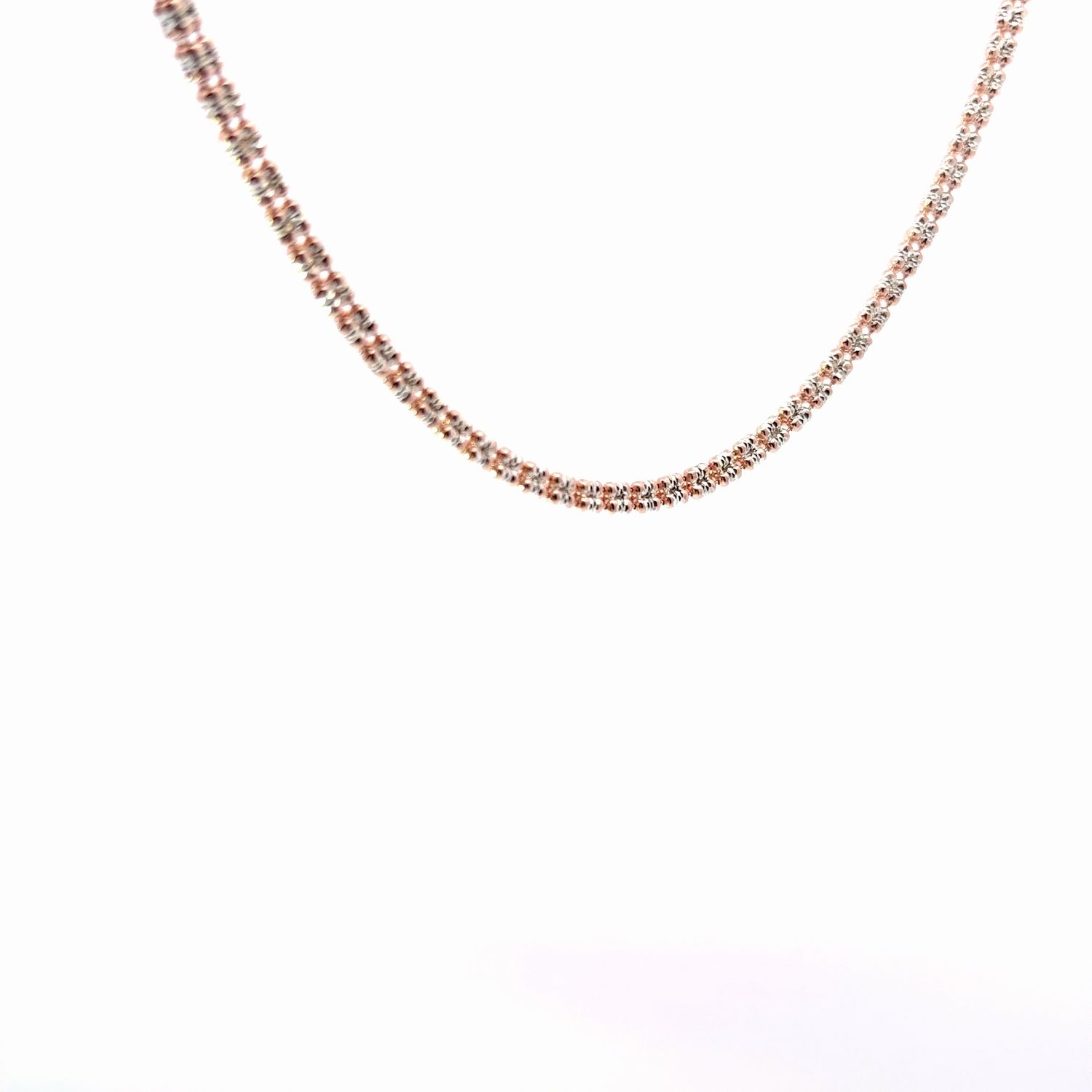 18in 925 Sterling Silver Rose 4.2mm Dia Cut Necklace