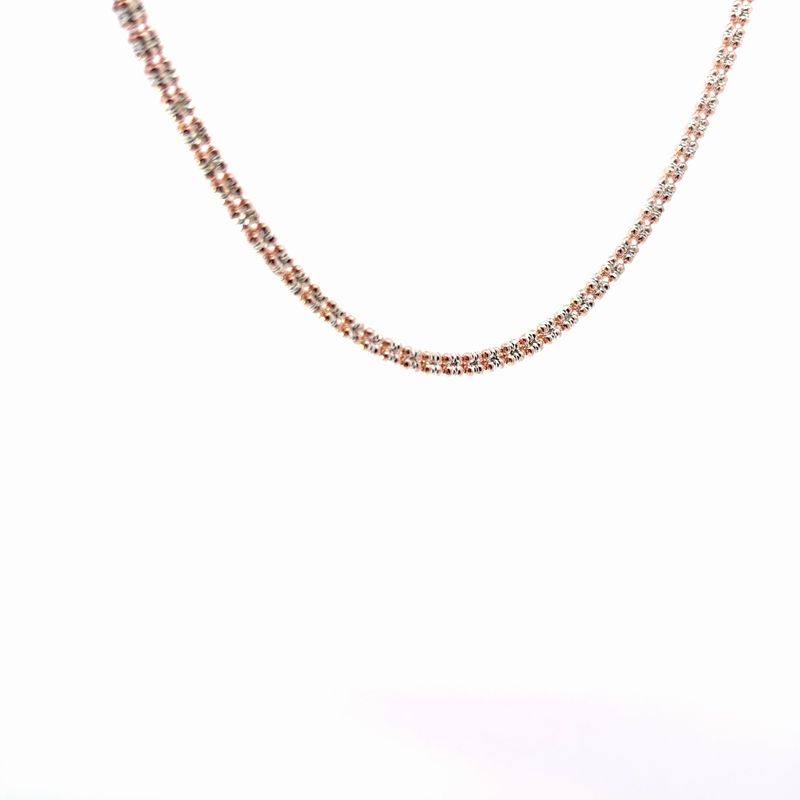 18in 925 Sterling Silver Rose 4.2mm Dia Cut Necklace