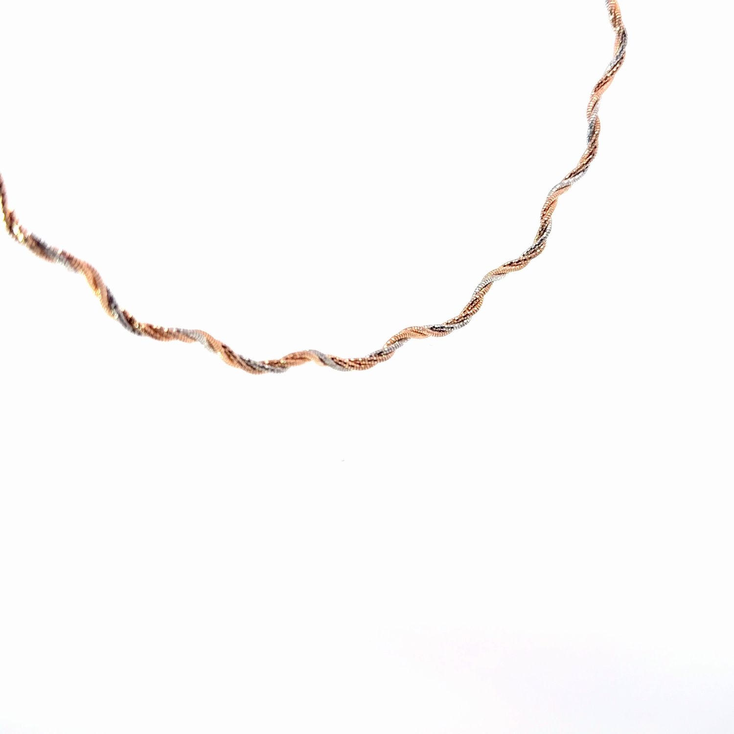 16 in 925 Sterling Silver Omega Wave Tri Color Necklace