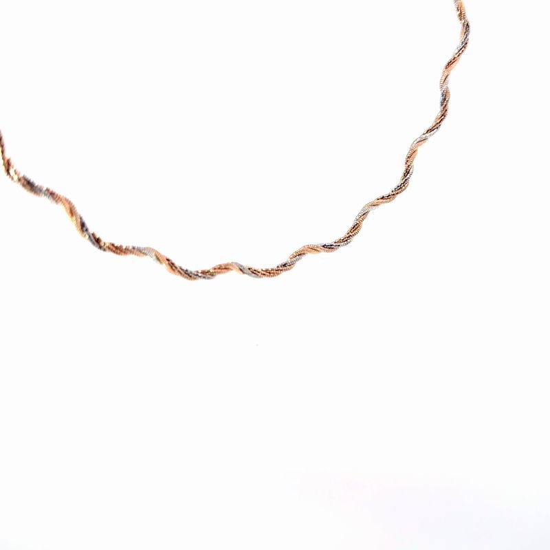 16 in 925 Sterling Silver Omega Wave Tri Color Necklace