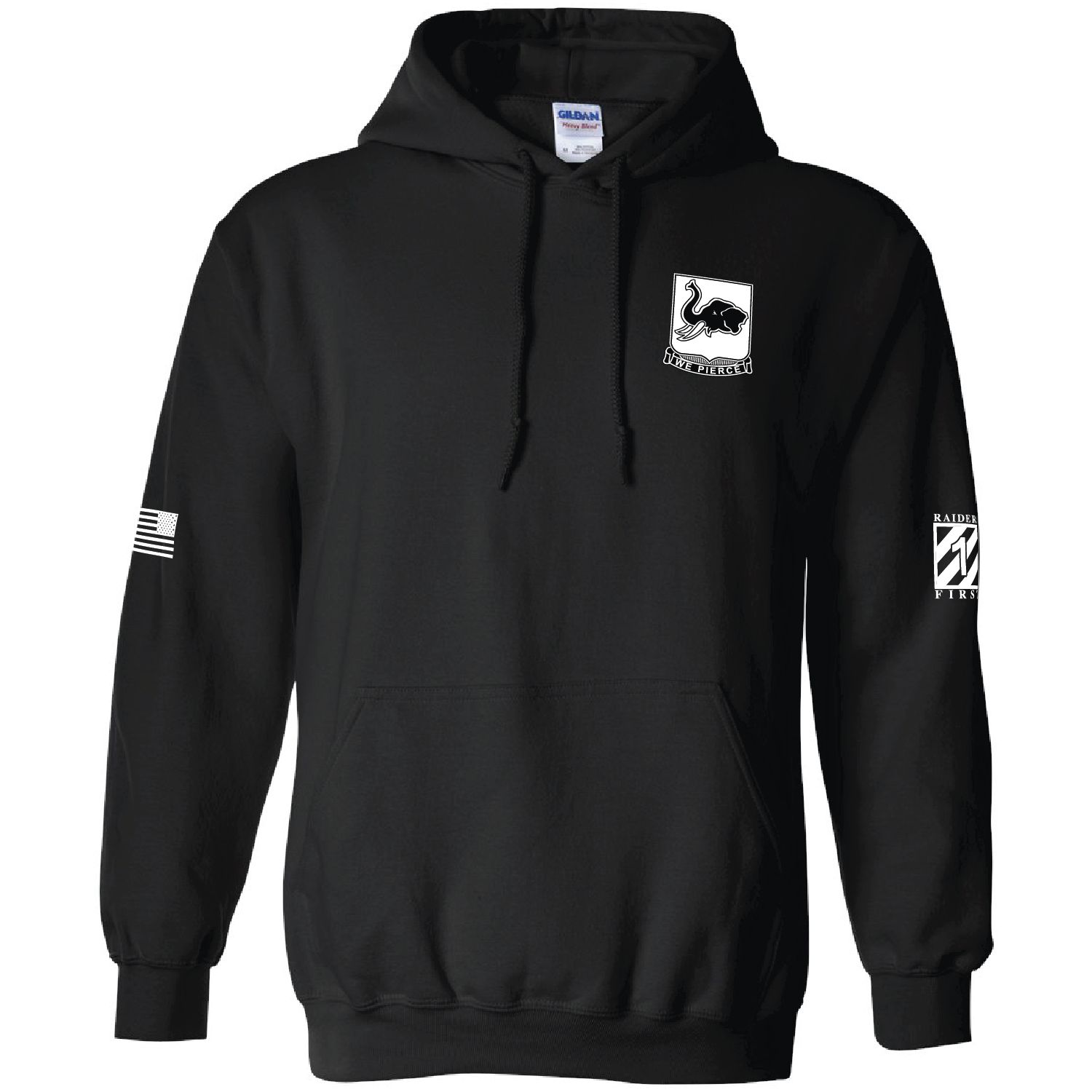 1-64 AR We Pierce 50/50 Cotton Hooded Sweatshirt- Black