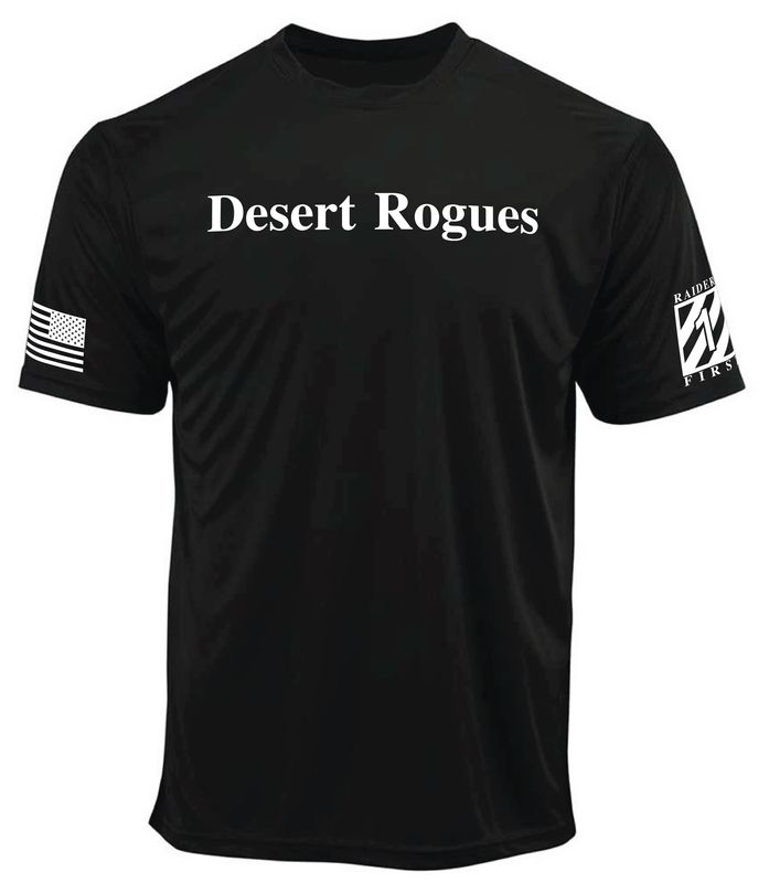 1-64 AR Desert Rogue Soldier Moisture Wicking Tee Shirt- Black