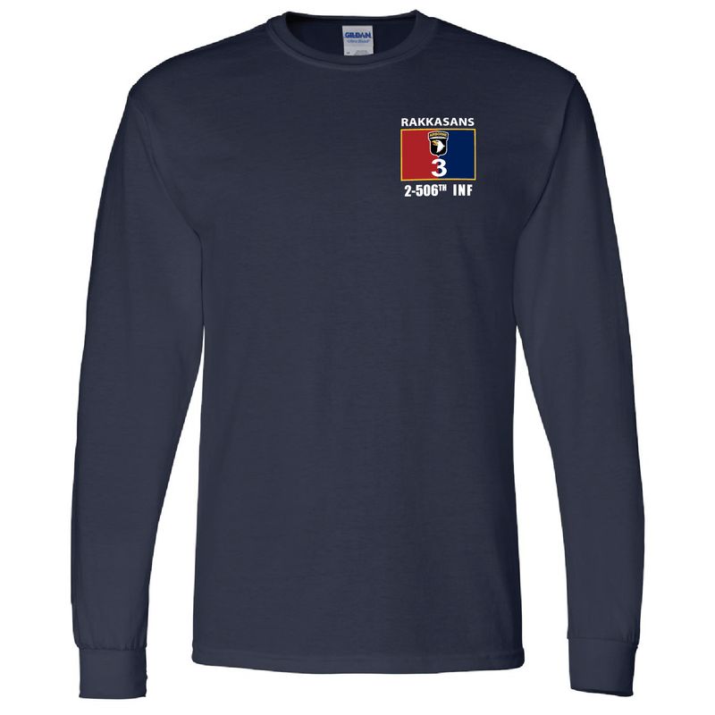 2-506th Rakkasans - White Currahe Long Sleeve Tee