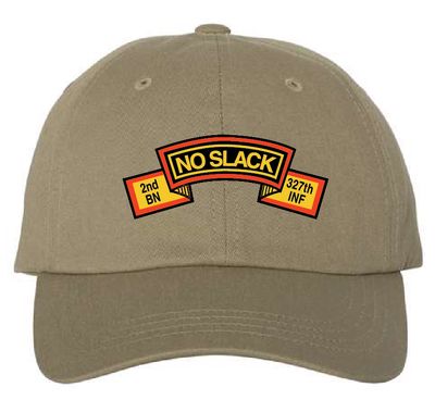 2-327 Embroidered Khaki Hat with "No Slack" Banner
