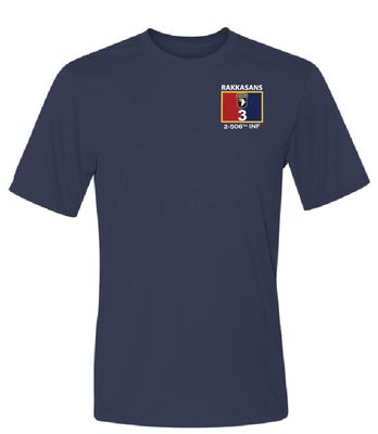 2-506th Rakkasans - Dog Company - Short Sleeve Moisture Wicking Navy Tee