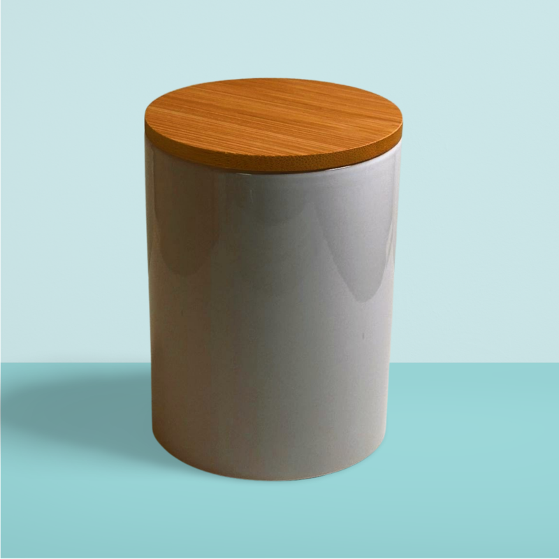15 oz Ceramic container and Bamboo Lid
