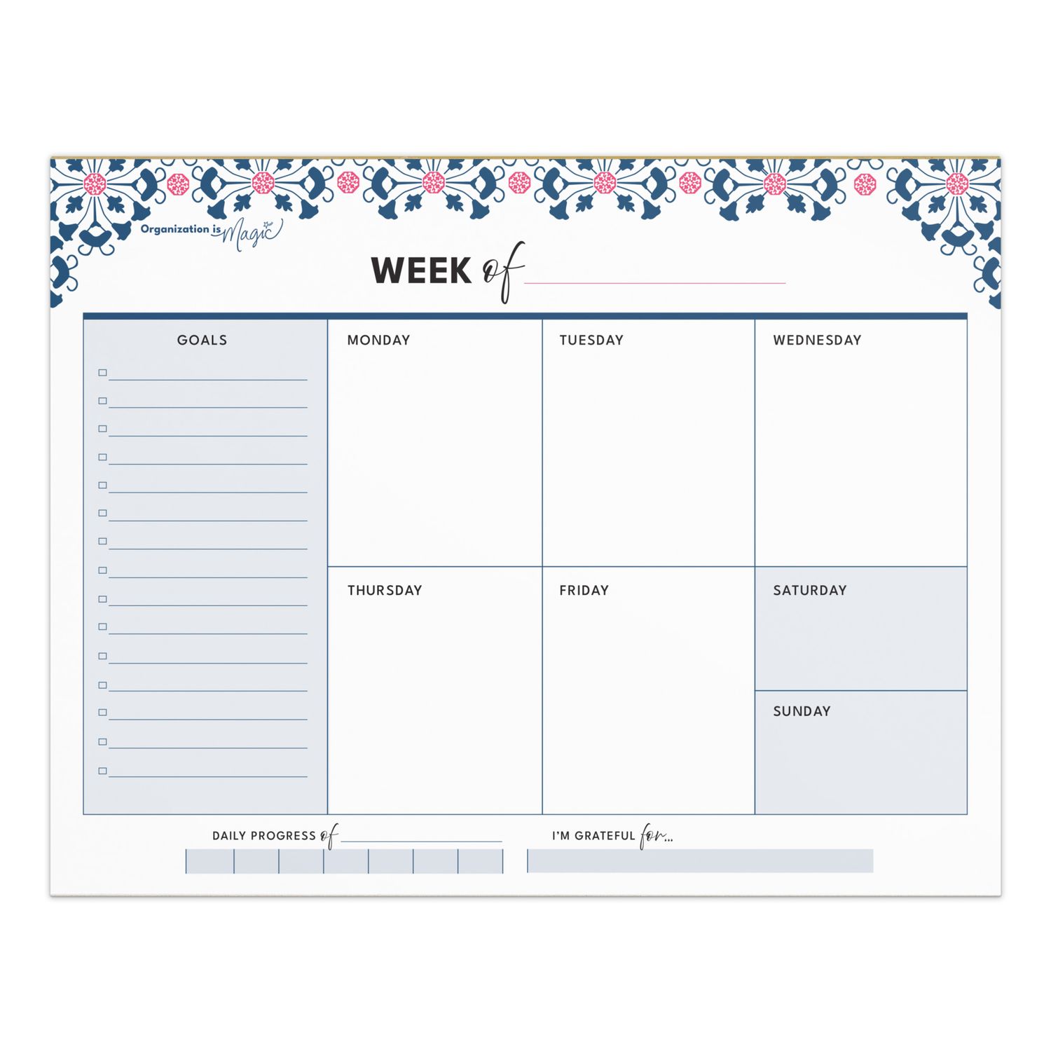 Weekly Planner Notepad - Simplified Boxes (50 wks)
