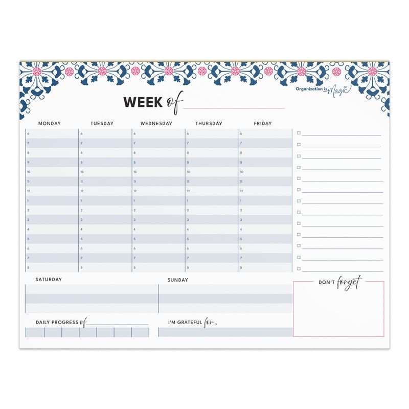 Weekly Planner Notepad - Detailed Schedule (50 wks)