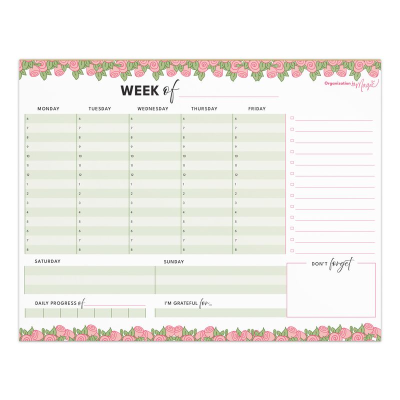 Weekly Planner Notepad - Detailed Schedule (50 wks)