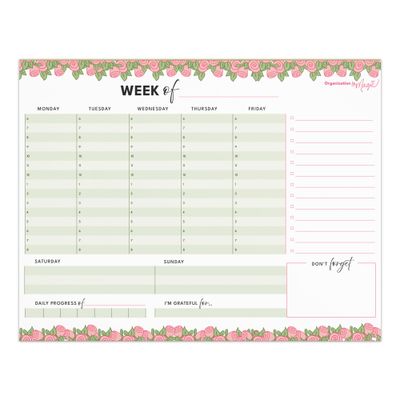 Weekly Planner Notepad - Detailed Schedule (50 wks)