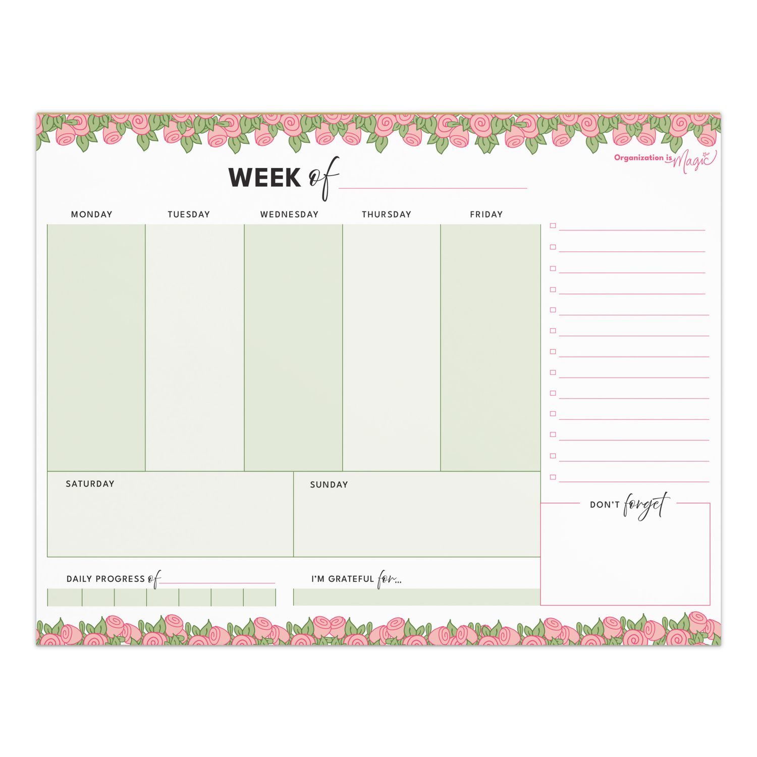 Weekly Planner Notepad - Simplified Columns (50 wks)