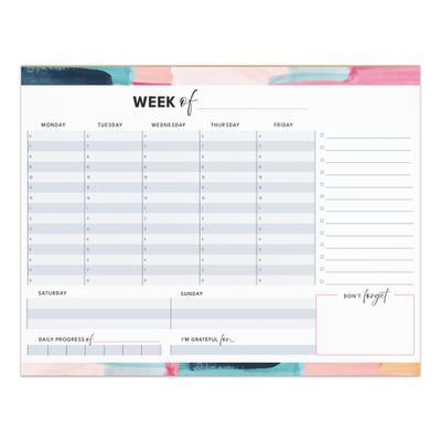 Weekly Planner Notepad - Detailed Schedule (50 wks)