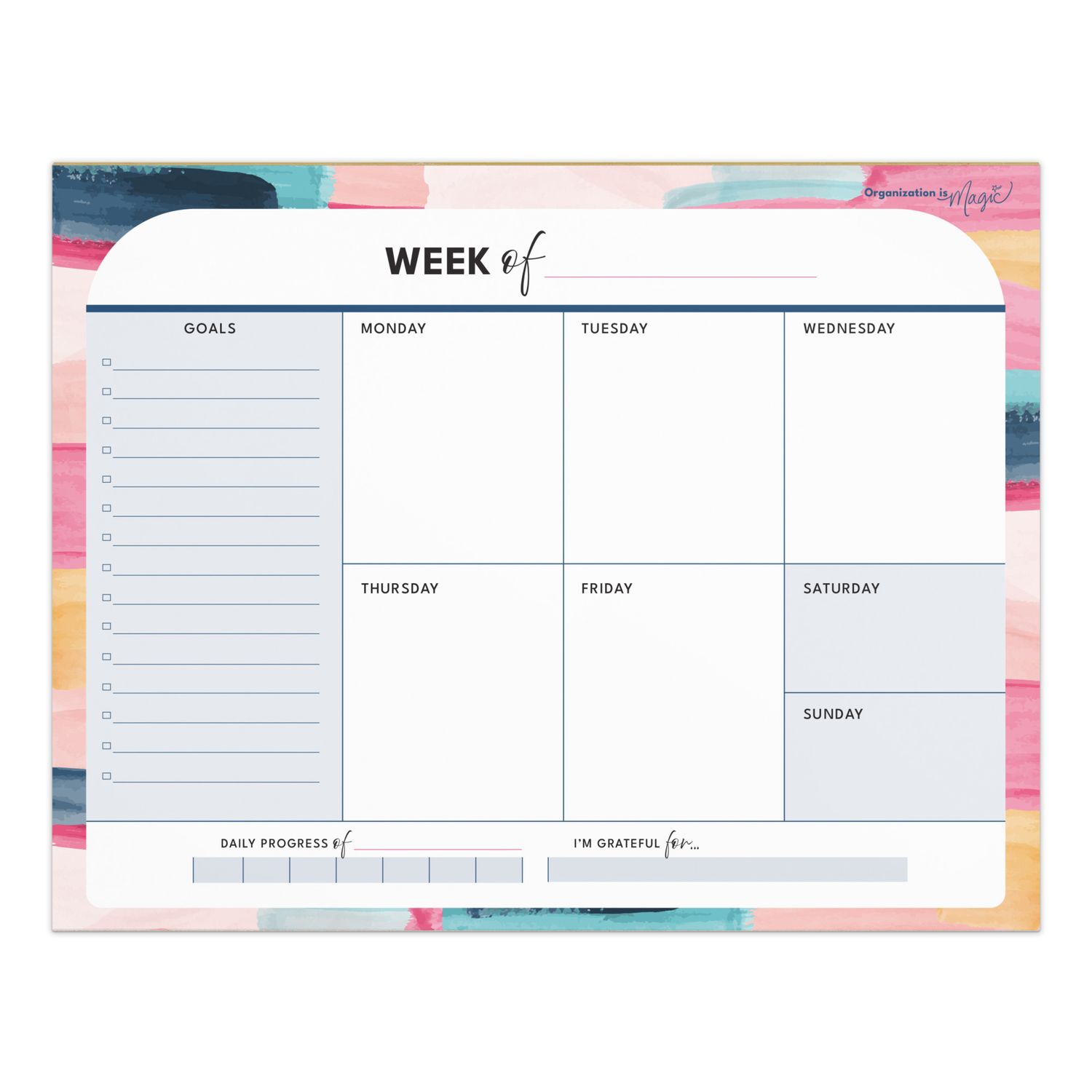 Weekly Planner Notepad - Simplified Boxes (50 wks)