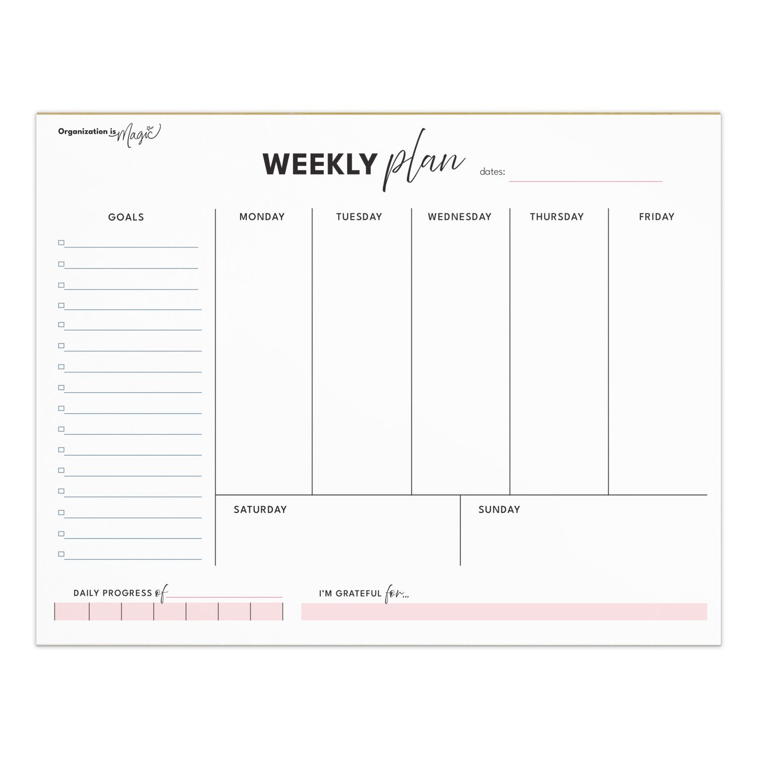 Weekly Planner Notepad - Simplified Columns (50 wks)