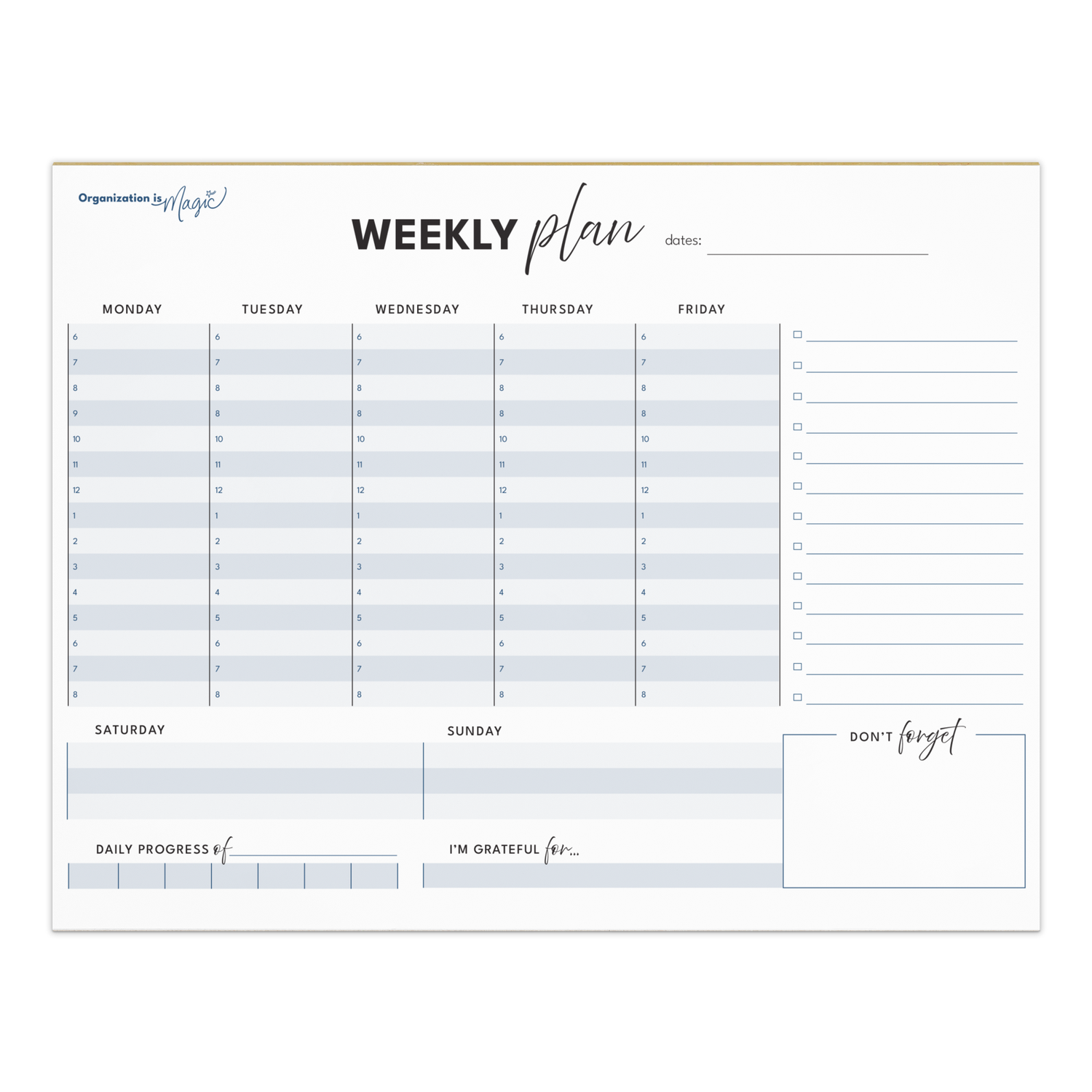 Weekly Planner Notepad - Detailed (50 wks)