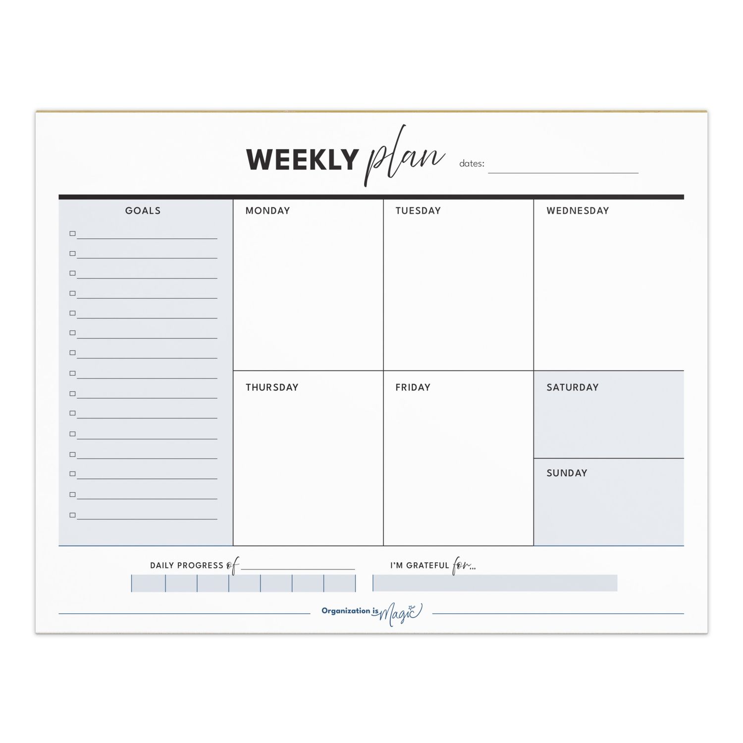 Weekly Planner Notepad - Simplified Boxes (50 wks)