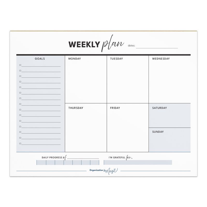 Weekly Planner Notepad - Simplified Boxes (50 wks)