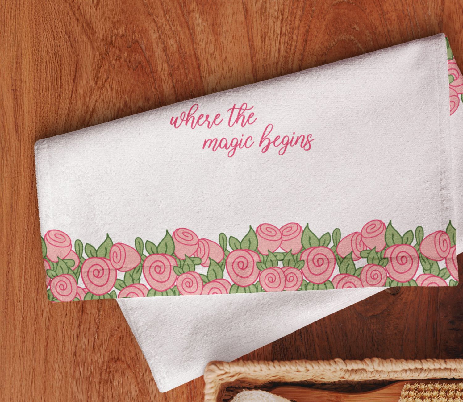 Kitchen Tea Towel - &quot;Magic Begins&quot;
