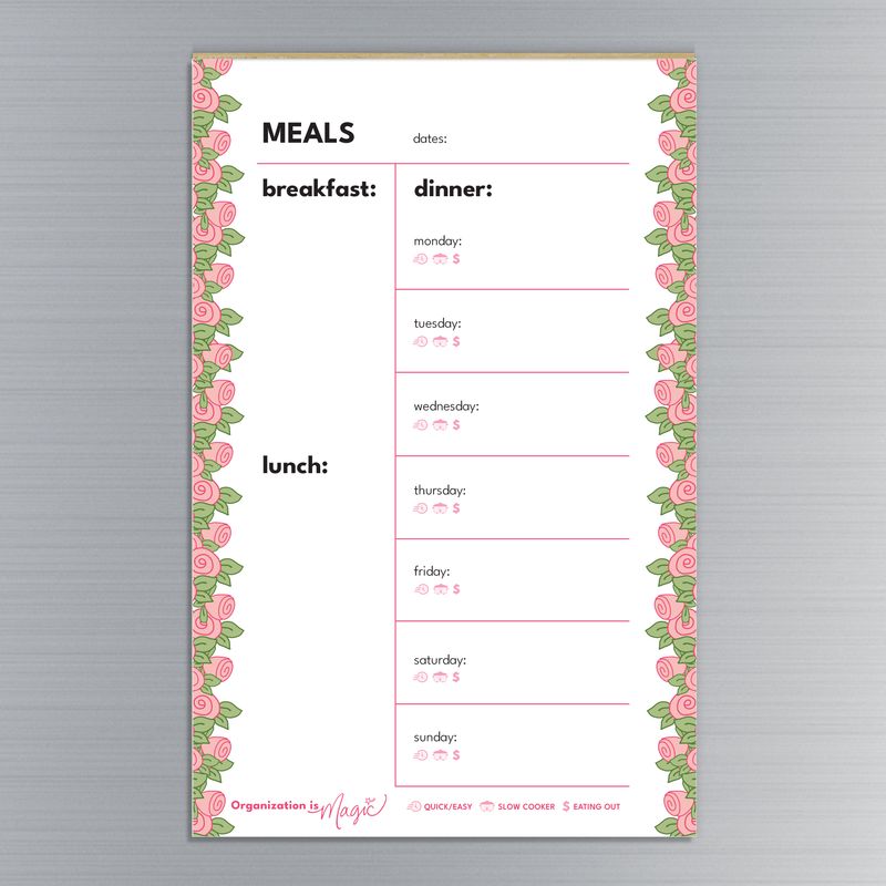Weekly Menu Magnetic Notepad