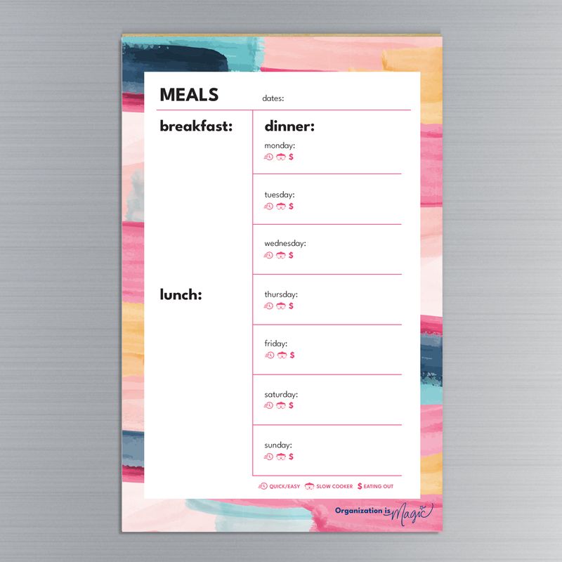 Weekly Menu Magnetic Notepad