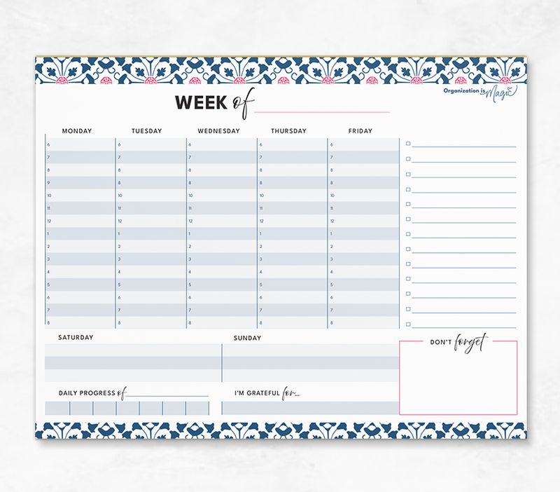 Weekly Planner Notepad - Detailed Schedule (40 wks)