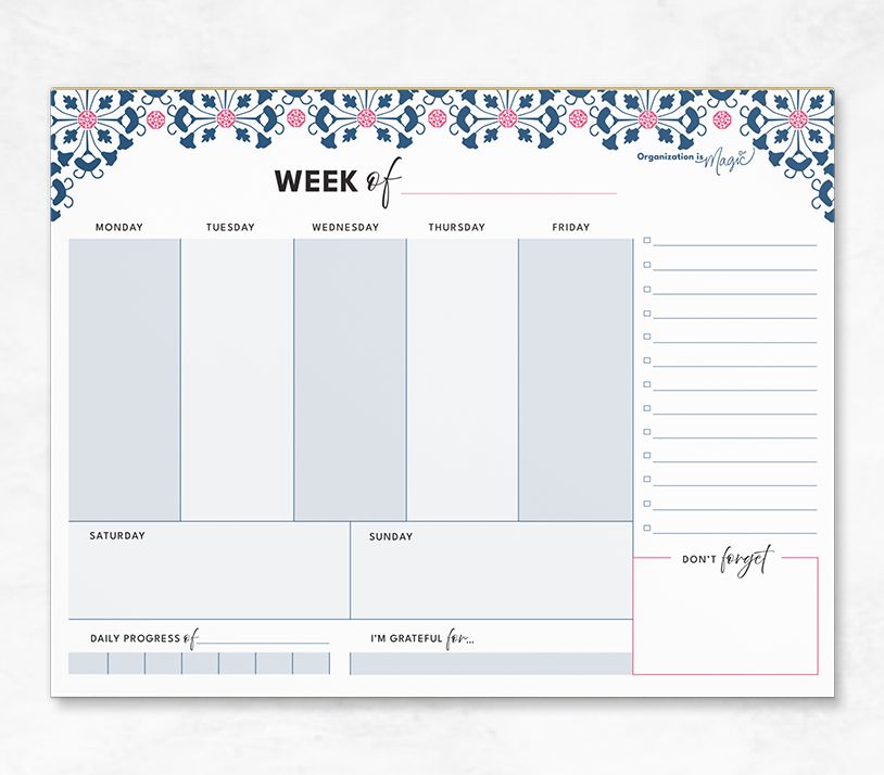 Weekly Planner Notepad - Simplified Columns (40 wks)