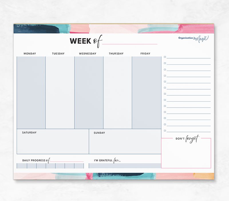 Weekly Planner Notepad - Simplified Columns (40 wks)