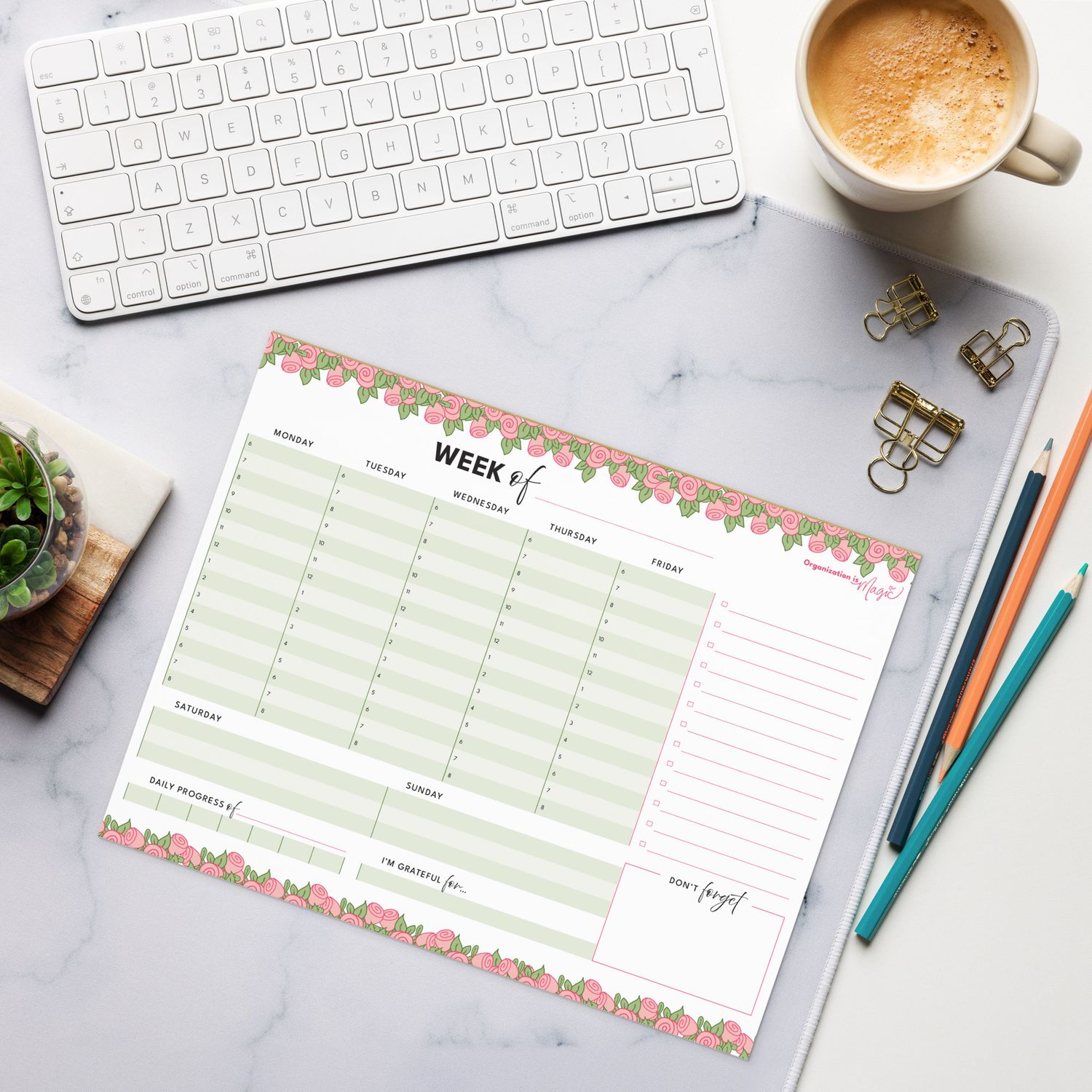 Weekly Planner Notepad - Detailed Schedule (40 wks)