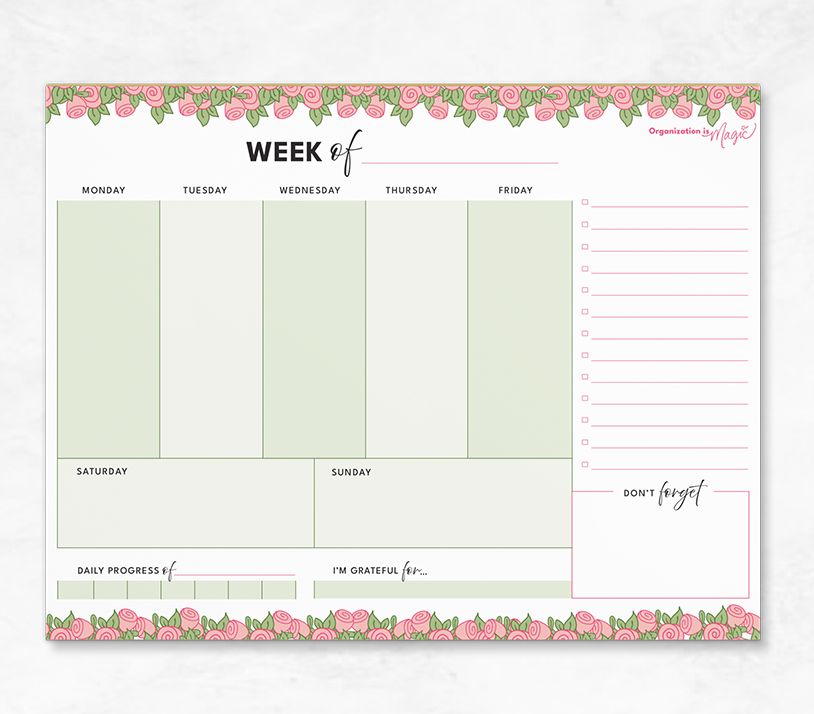 Weekly Planner Notepad - Simplified Columns (40 wks)