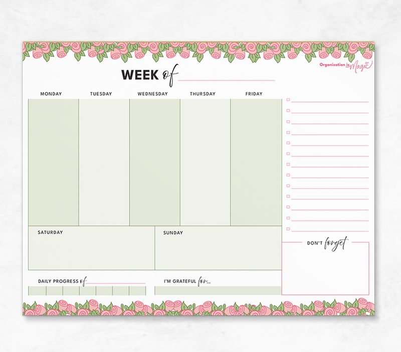 Weekly Planner Notepad - Simplified Columns (40 wks)