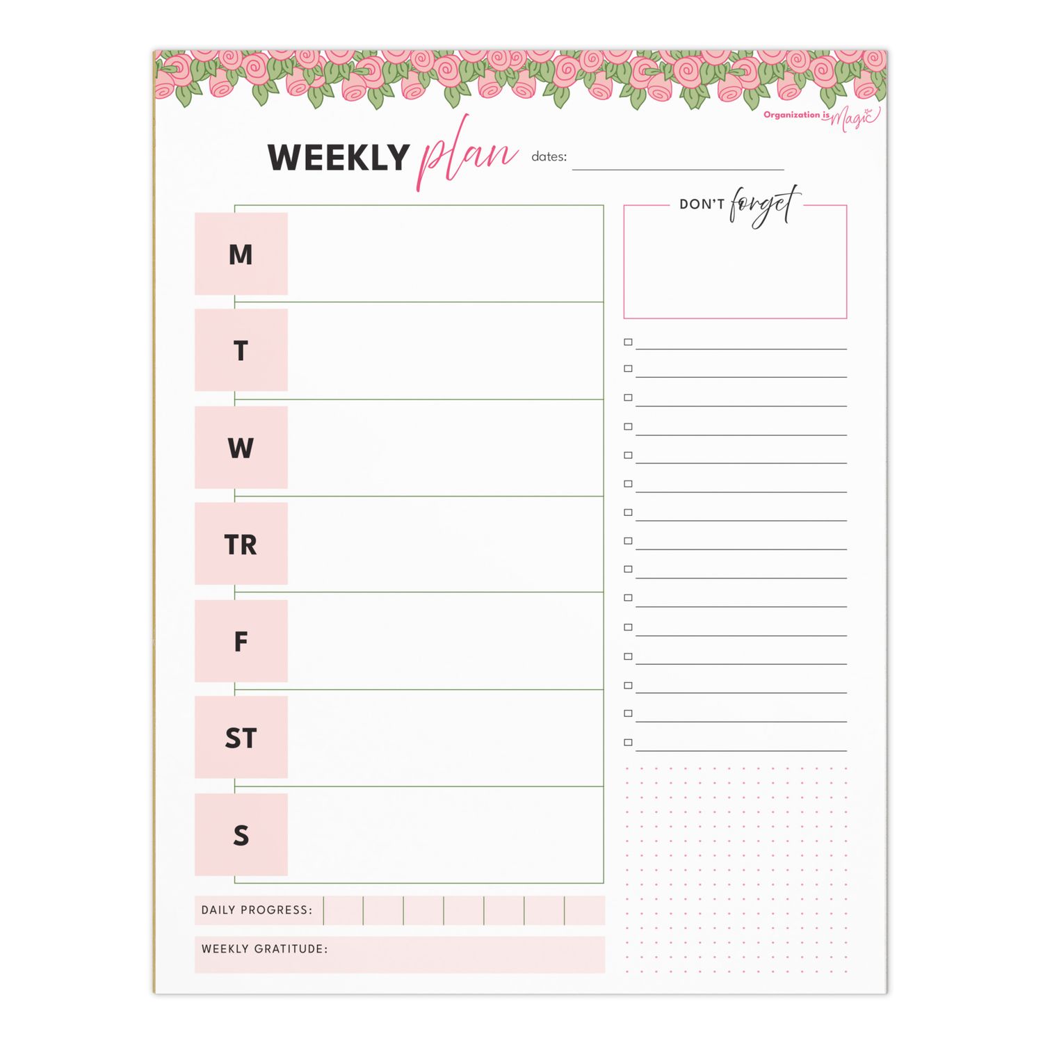 Weekly Planner Notepad (40 weeks undated)