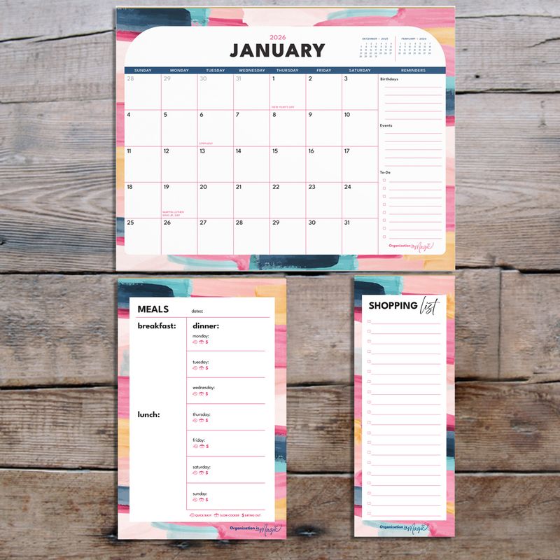 Everyday Organizer Bundle (calendar + meal planner + shopping list)