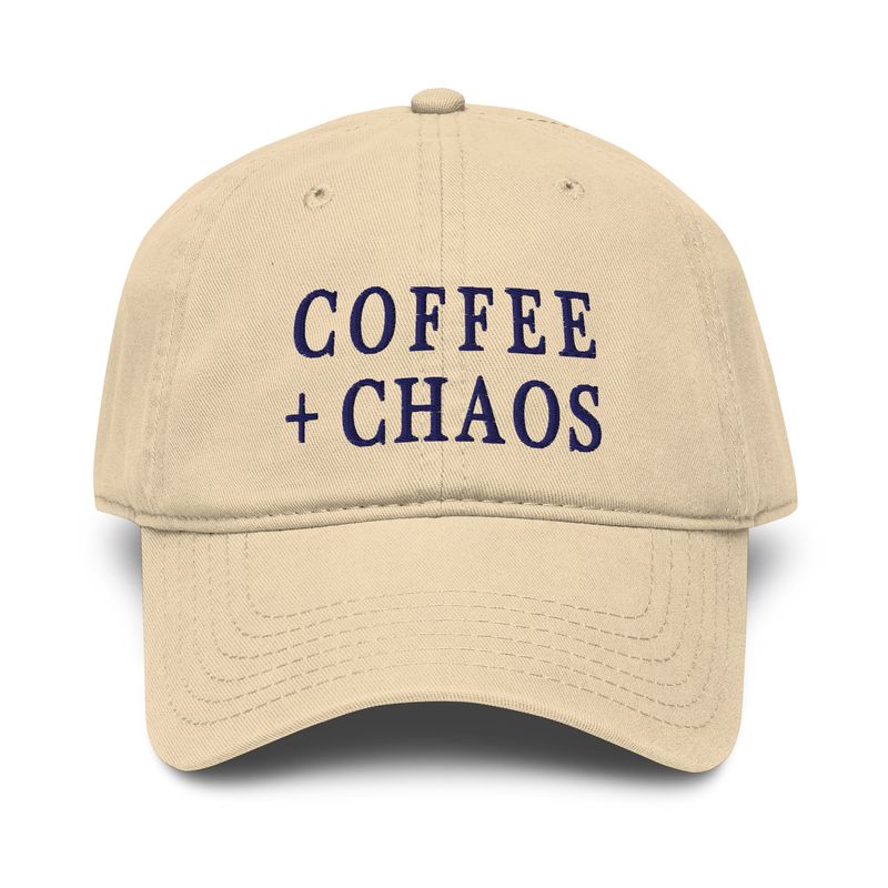 Garment-Washed Baseball Cap - Coffee + Chaos (khaki/navy)