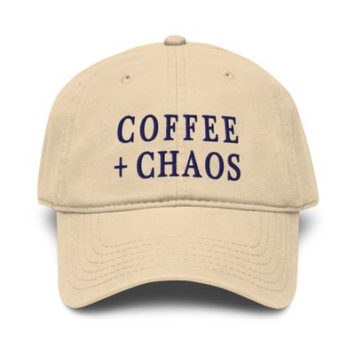 Garment-Washed Baseball Cap - Coffee + Chaos (khaki/navy)