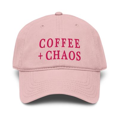Garment-Washed Baseball Cap - Coffee + Chaos (all pink)