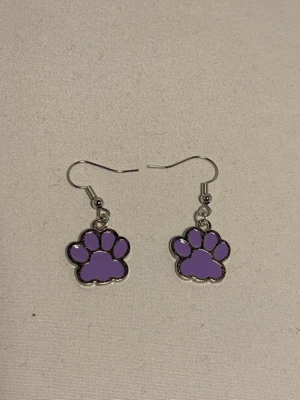 Earrings Purple Paw Prints