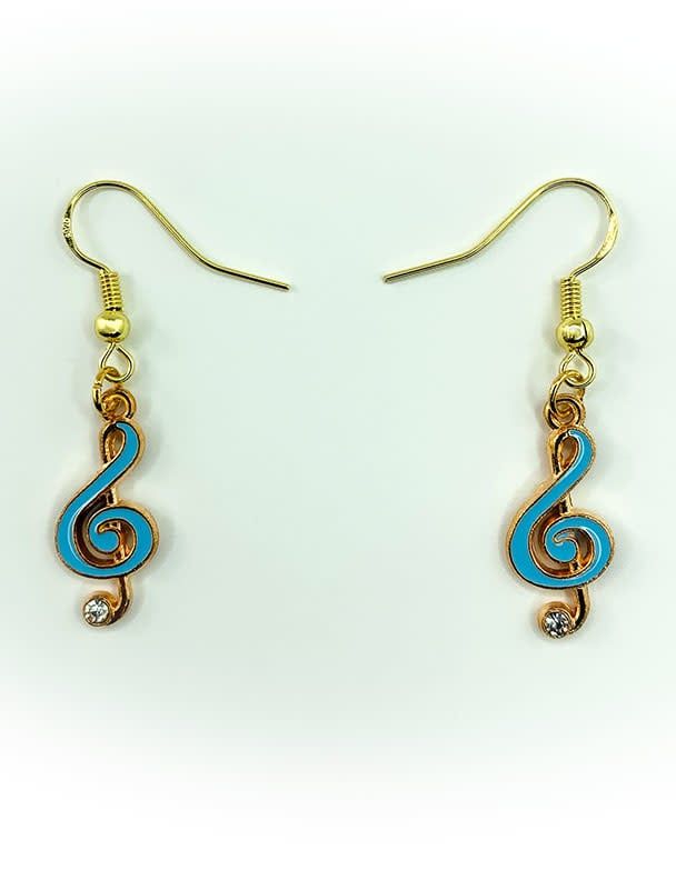 Earrings Blue Music Note with Jewel