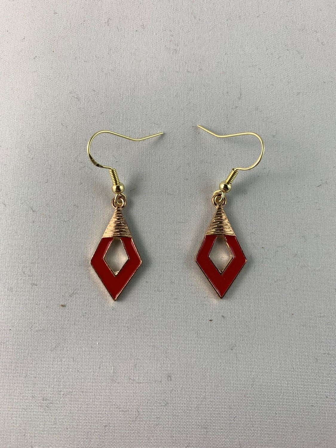 Earrings Red and Gold Diamond