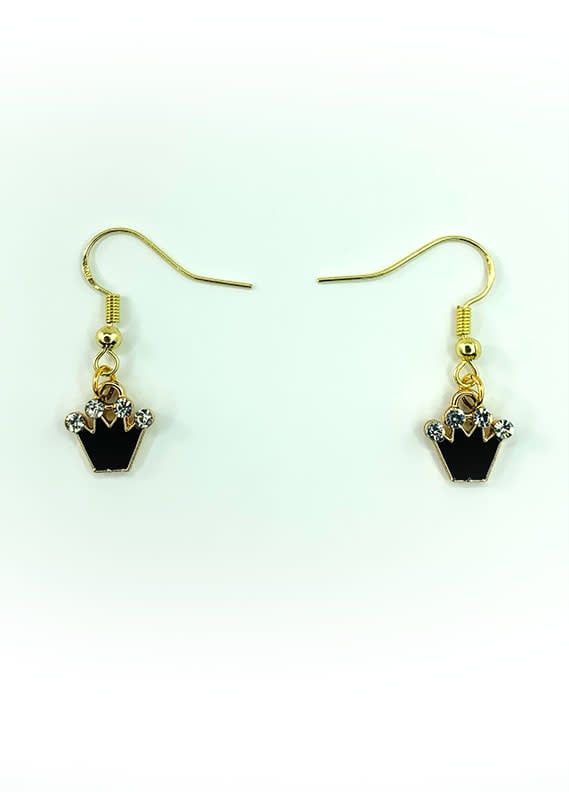 Earrings Black Crown with Jewels