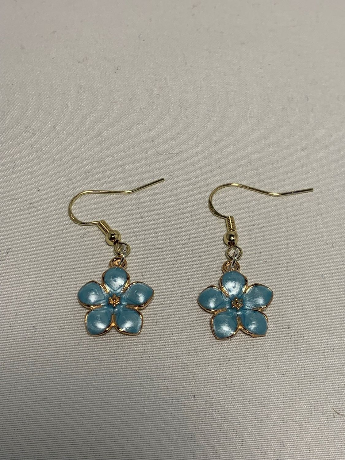 Earrings Pearl Blue Flowers