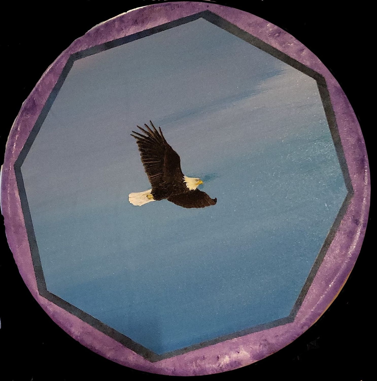 Eagle Flying Left Painted on 14&quot; Cedar Frame Drum
