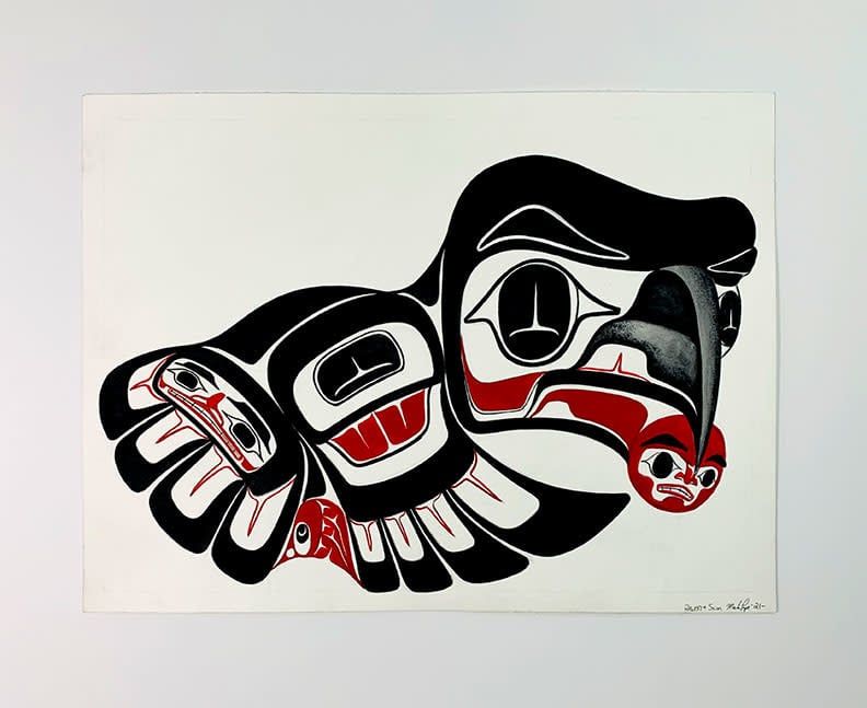 Raven &amp; Sun - Acrylic on Paper