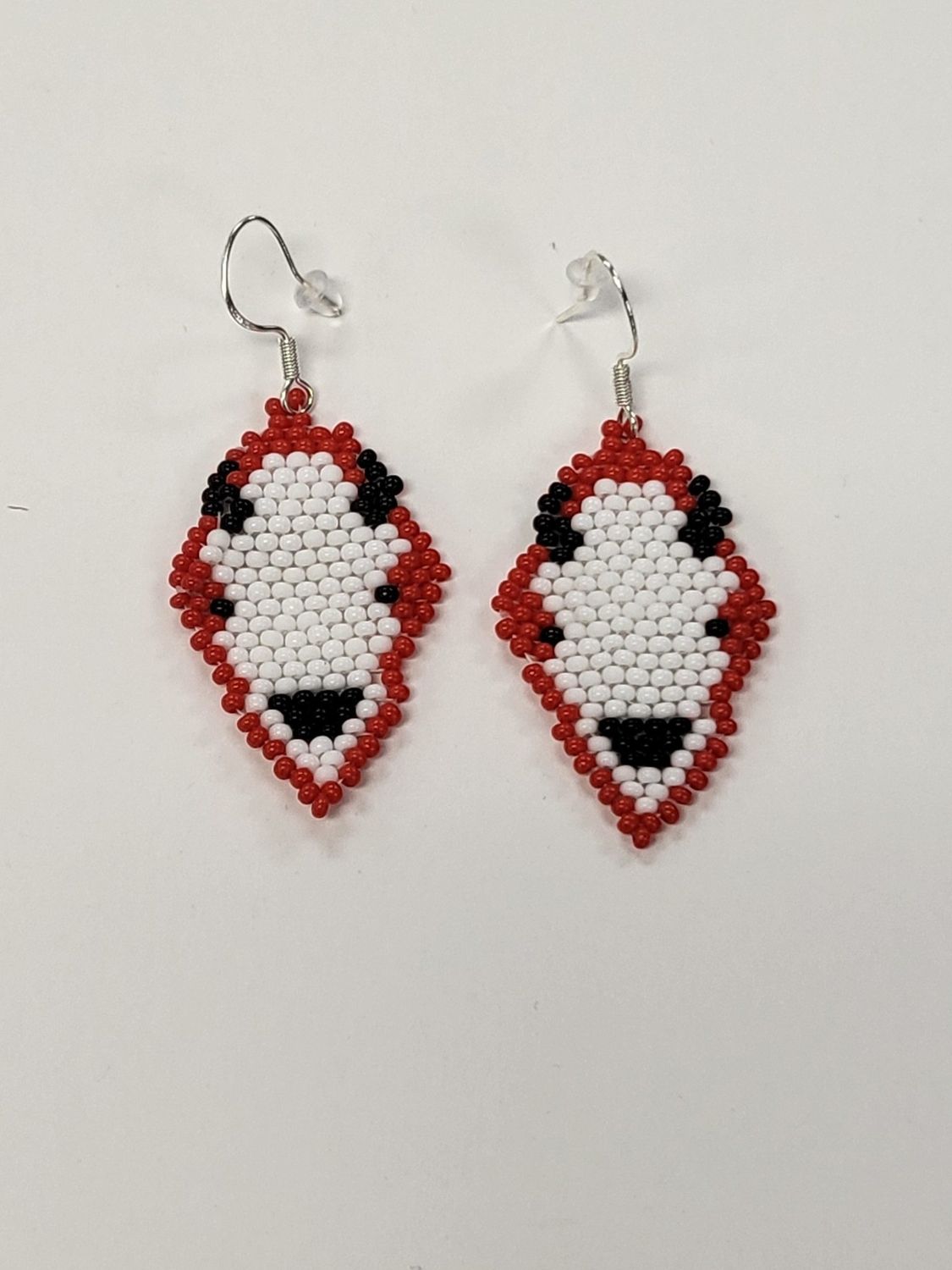 Beaded Earrings Buffalo Skull Red