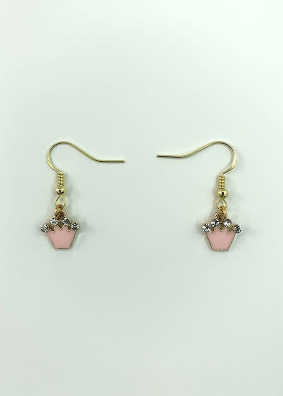 Earrings Pink Crown with Jewels