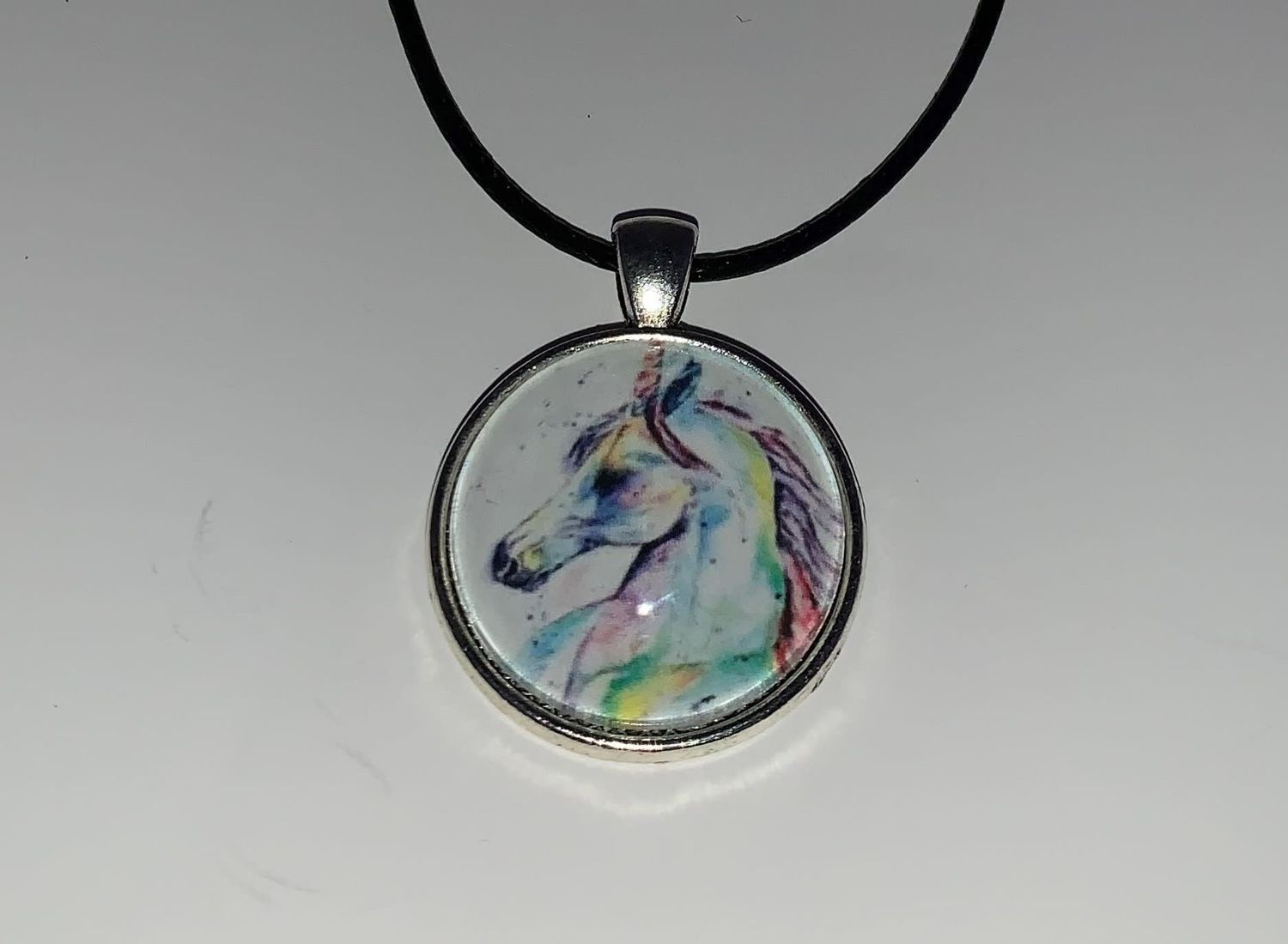 Cabochon Necklace Unicorn in Silver Setting