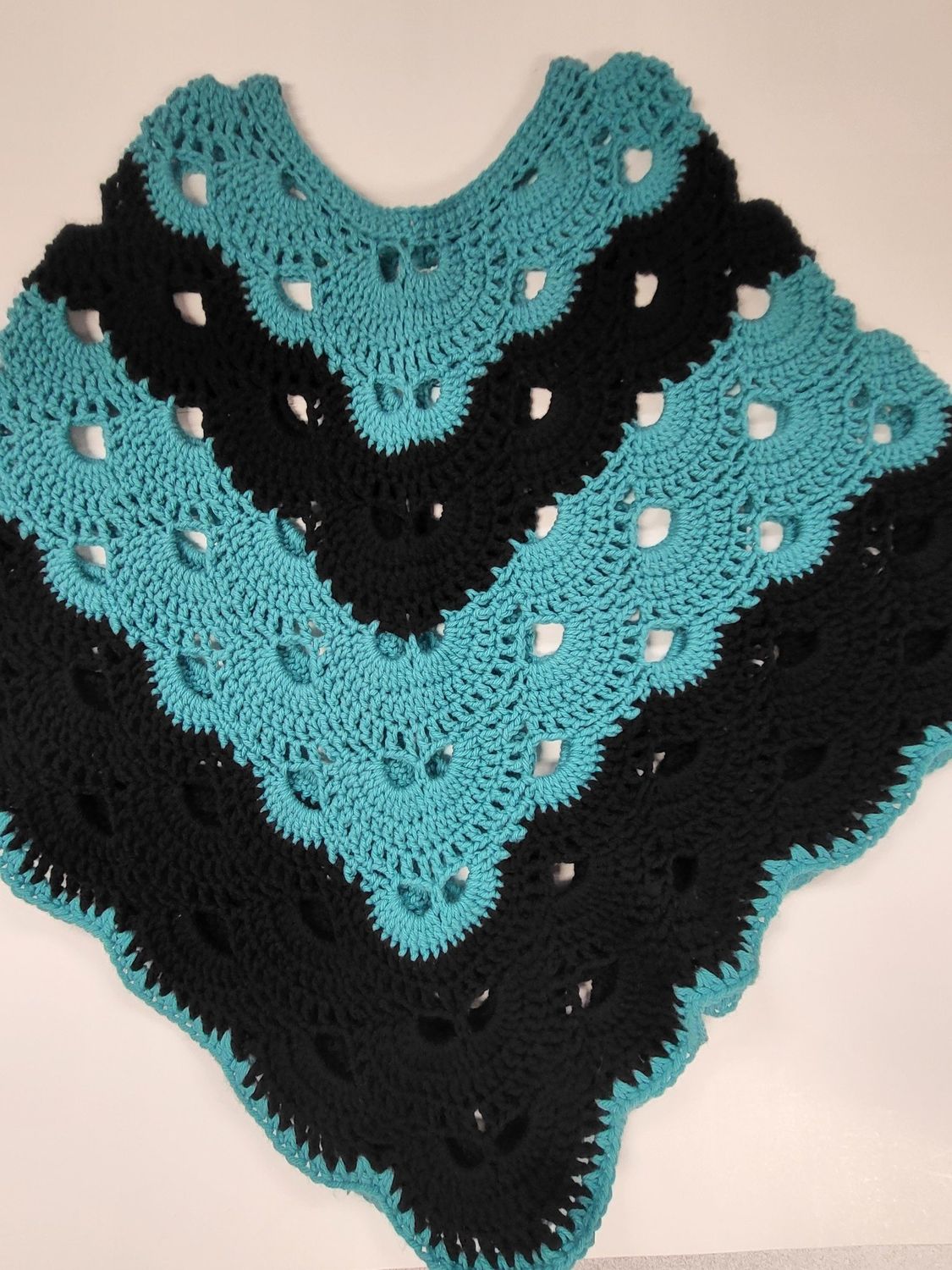 Adult Poncho Teal &amp; Black