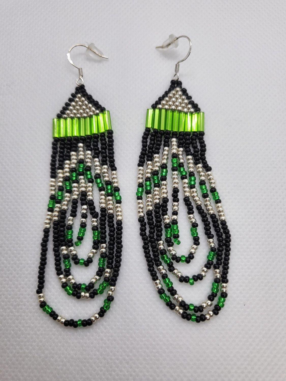 Beaded Earrings Geometric Green