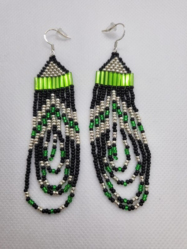 Beaded Earrings Geometric Green