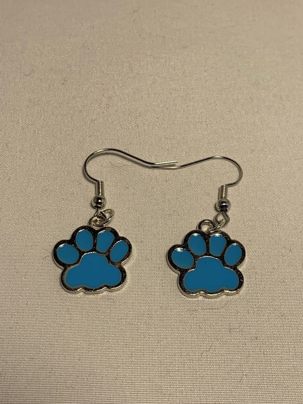 Earrings Blue Paw Prints